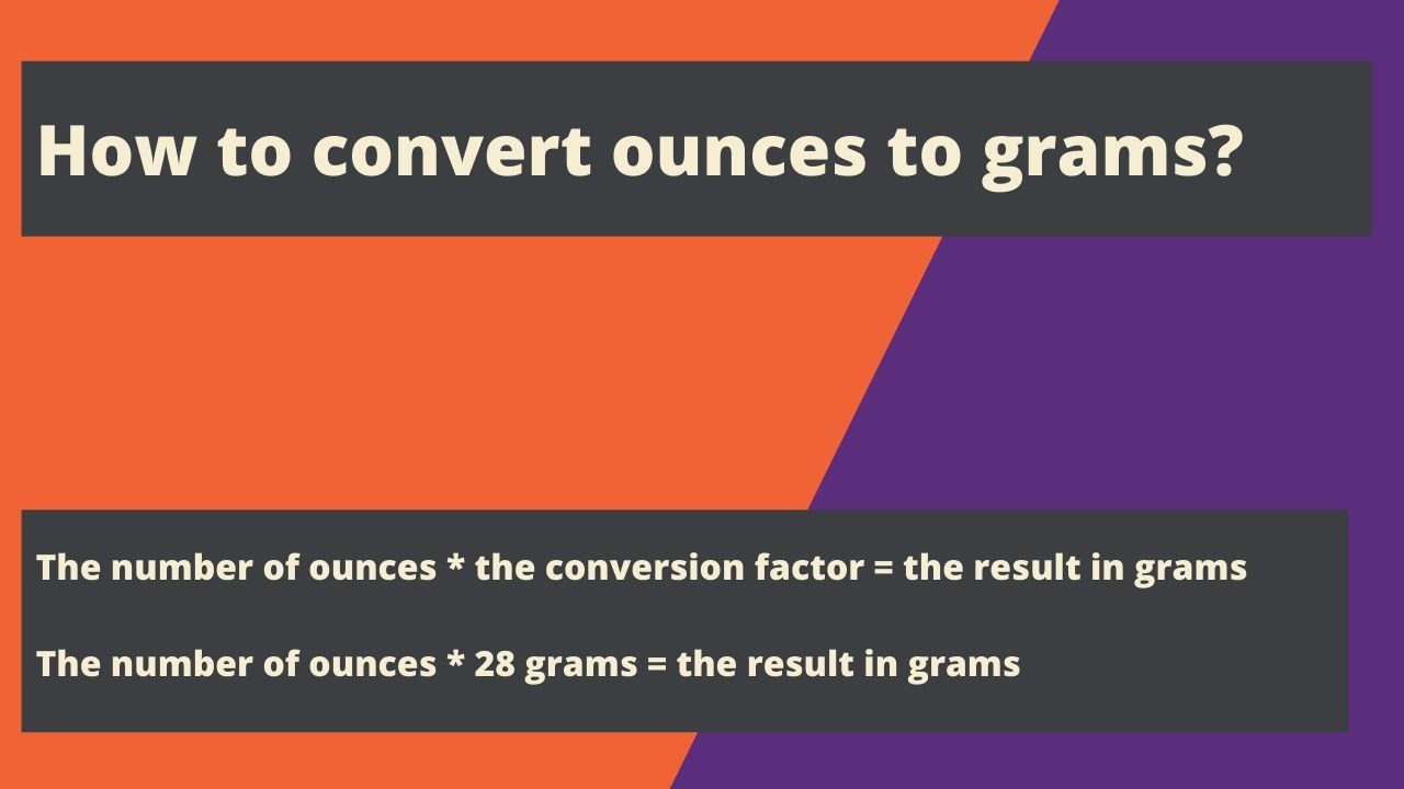 The number of ounces * the conversion factor = the result in grams