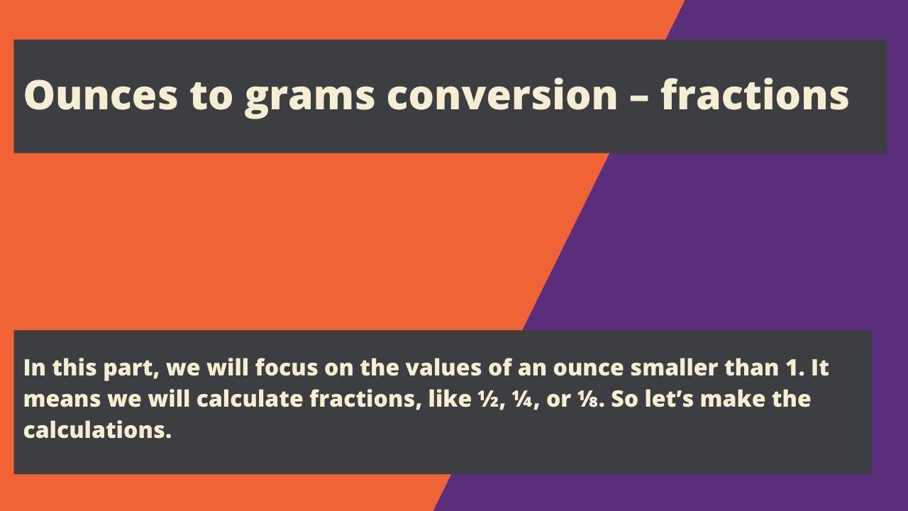 Ounces to grams conversion – fractions